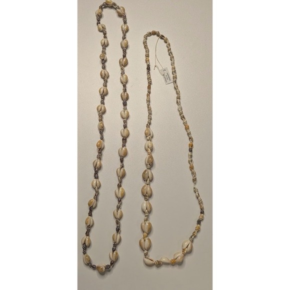 Unbranded Jewelry - Pair Shell Necklaces Cowrie Beach Boho Lei Style Natural Beads